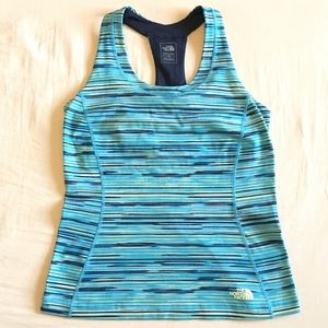 North Face Blue Stripe Athletic Tank Top